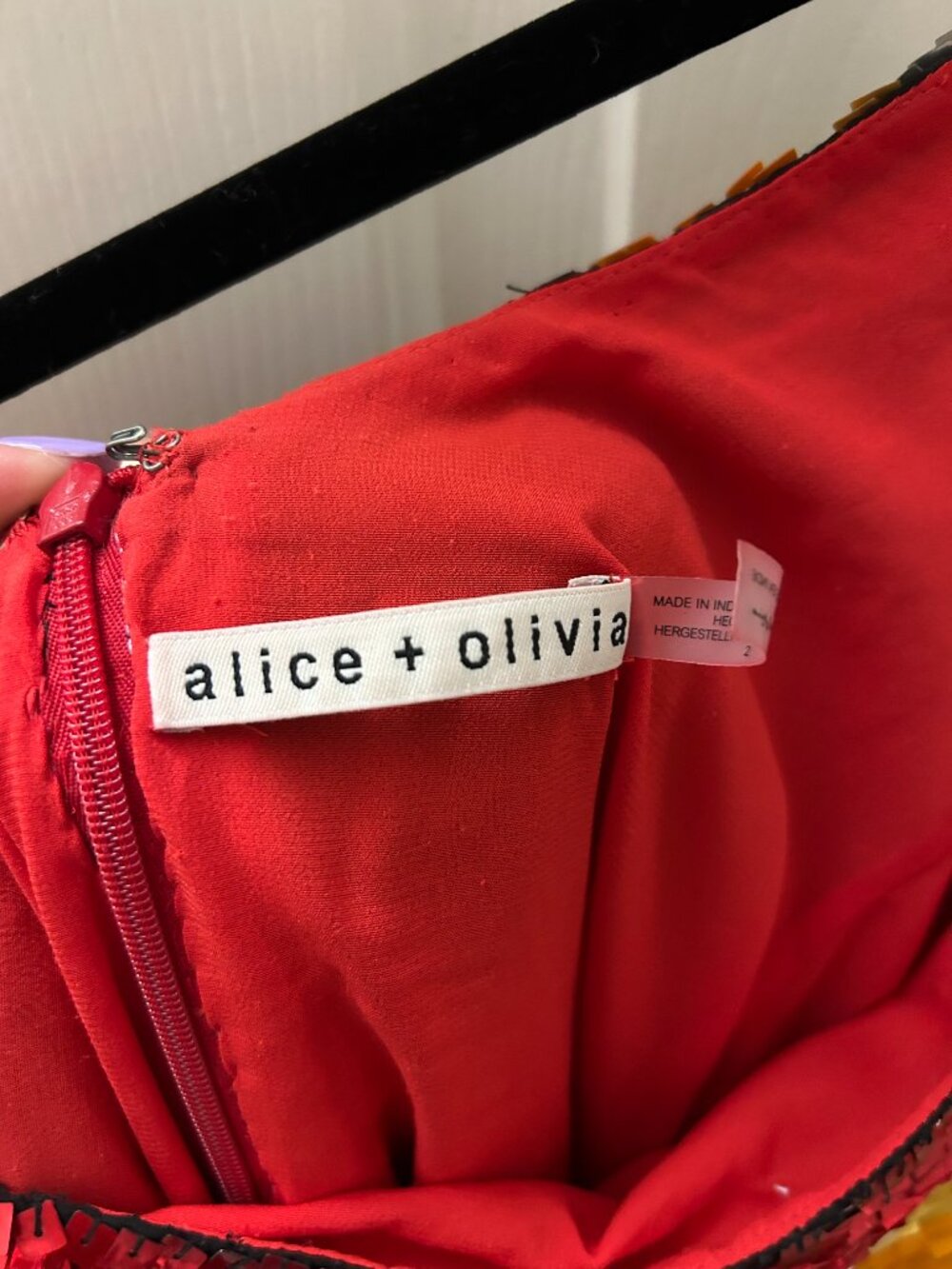 Alice + Olivia Bridget Mini Dress - Striped Sequin Spaghetti Strap - Picture 9 of 10